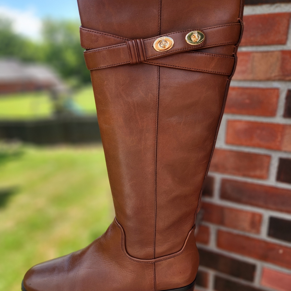 Coach Cognac Leather Knee-High Boots - Picture 2 of 13
